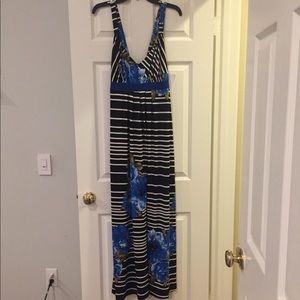 JFW Just For Wraps Long floral stripe maxi dress